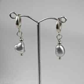 Bijoux by marzena bylicka perły naturalne, kolczyki z perłami, szare, modne