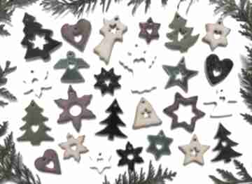 Pomysł na prezent pod choinkę! Komplet 25 zawieszek choinkowych dekoracje świąteczne ceramika
