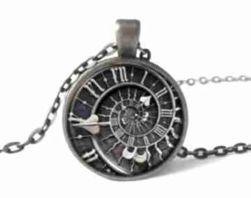 Steampunk medalion łańcuszkiem zegar spirala naszyjnik prezent