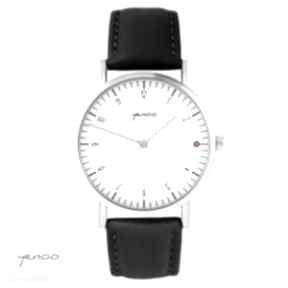 Zegarek yenoo - simple elegance biały czarny pasek, skórzany zegarki, bransoletka, elegancki