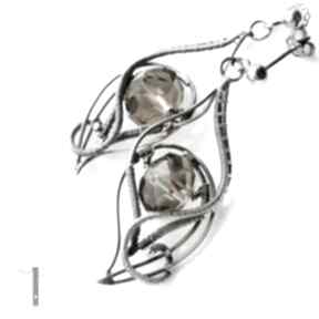 W zimowym ogrodzie - kolczyki z kryształami miechunka kryształ, srebrne, ażurowe, mistrne