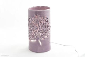 Lampa led, handmade - oświetlenie ceramika artystyczna, stołowa: kolor liliowy
