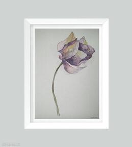 Fioletowy kwiatek akwarela formatu A4 paulina lebida, papier, farby