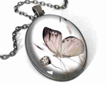 z łańcuszkiem naszyjniki eggin egg motyl, romantyczny, owalny, medalion, prezent