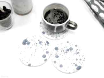 3 ceramiczne podkładki pod kubek - lód fingers art białe podstawki na stół, prezent, ceramika