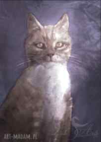 Obraz - indygo kot z kotem płótno lili arts, prezent