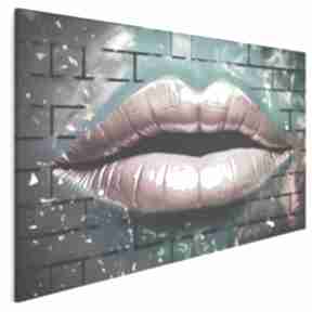 Obraz na płótnie - usta street art cegła kolorowy 120x80 cm 122601 vaku dsgn z ustami, sztuka