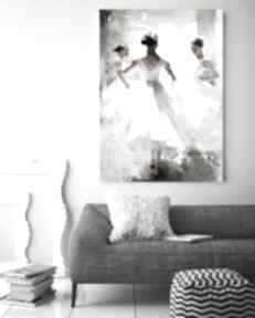 Plakat baletnice dziewczyny - format 61x91 cm plakaty hogstudio, biało szary, modny