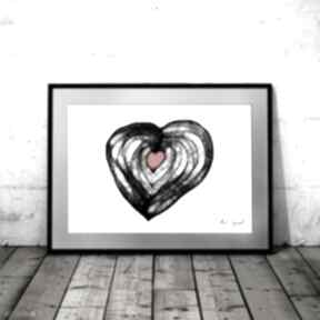 Grafika 123-serce maja gajewska do domu, na prezent, rysunek z sercem, dekoracja sypialni
