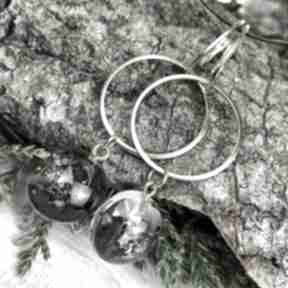 z k437 herbarium jewelry koła, na prezent, wieczorowe, okrągłe kolczyki, na święta