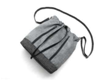 sakiewka - niebieska i grafit na ramię torebki niezwykle worek, sack, plecionka, prezent