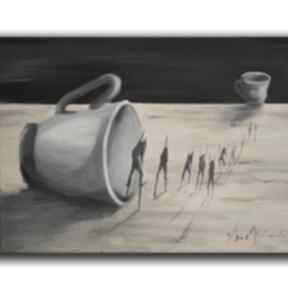 Obraz surrealizm - podróz podróznik, fantazja: kawa