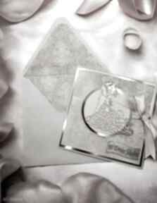 Kartka ślubna srebrna z pasującą kopertą scrapbooking kartkowelove slub