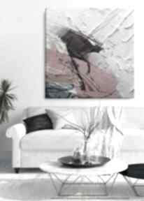 Rosso - obraz z grubą strukturą w soczystych barwach abstrakcja do salonu art and texture biały