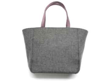 Shopper bag worek - tkanina dark grey i fuksja na ramię torebki niezwykle elegancka, nowoczesna