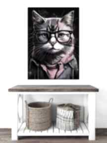 Portret hipsterskiego - willow wydruk na płótnie cm B2 dekoracje justyna jaszke kot, koty