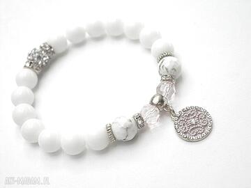 White orient agaty howlity shamballa bransoletka wykonana