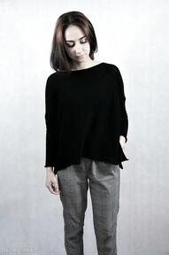 Oversize luźny sweter bluzki hermina damski, unikatowy szeroki narzutka, minimalistyczny