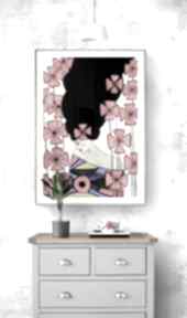 Plakat 50x70 cm kobieta kwiat plakaty agnes art, wydruk, dekoracja - obraz, twarz