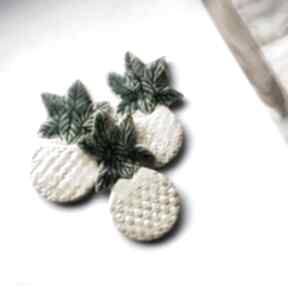 Broszka ceramiczna roślinka w doniczce drobne ceramika papier moda, przypinka, rośliny