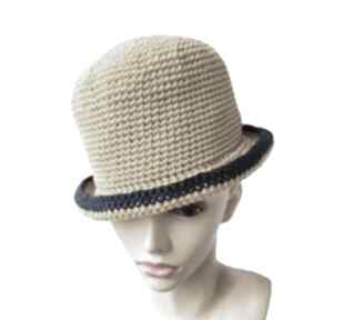 Szydełkowy letni kapelusz na lato z bawełny kapelusze alba design, musztardowy melonik