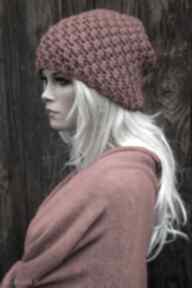 handmade nr 25 hermina, wełniana czapka, zimowa ciepła damska, ręcznie robiona