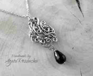 Wisiorek onyks, wire wrapping wisiorki agata rozanska, stal chirurgiczna, wirewrapping