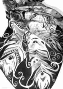 Czarno biały chustki i minkulul, jedwab wzór pióro, apaszka, malowane jedwabne, art nouveau