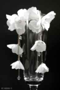 Kwiatowe kolczyki 1 selenit, swarovski, kryształ, ślub, kwiat, ozdoba