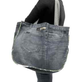 Duża torba upcykling jeans lee 104 od majunto na ramię, recykling