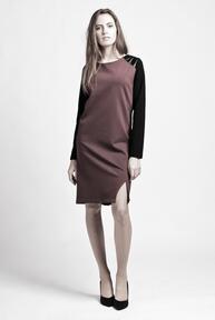 Dress with contrasting sleeves suk108 lanti urban fashion sukienka, casual, ekoskóra