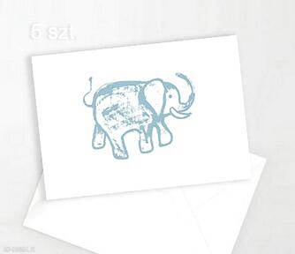 Słoń kartki bez życzeń, podziękowania dla gości, zaproszenia, ze słoniem - 5 kartek annasko