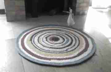 Dywan eco etno zero waste, 80 cm arte dania szydełkowy, z bawełny, okrągły, ze sznurka