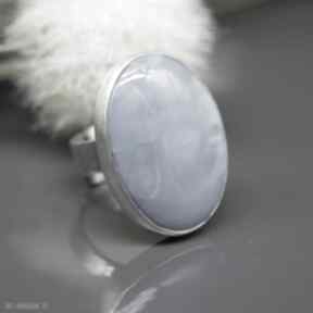 Opal niebieski - pierścionek "sahara" branicka art, srebny, srebro, regulowany