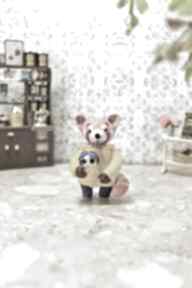 Czerwona panda cosplayer dekoracje qletta clay bajkowa figurka, zabawna z gliny, miniaturowa