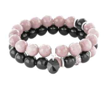 Raspberry black jade with crystals jadeit swarovski malina zestaw