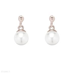 Kolczyki z różowego złota białą perłą swarovski® crystal