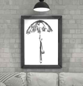 Zamówienie - grafika 30x42 rysunek tuszem z cyklu rain art krystyna siwek sypialni, plakat