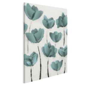 Obraz na płótnie - turkusowe kwiaty 50x70 cm 03101 vaku dsgn, łąka, bukiet, artystyczny
