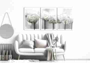 Obraz drukowany na płótnie kwiaty hortensje duży format 3 części każda 50x70cm łącznie 150x70cm