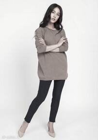 Dzianinowa bluzka, swe121mocca swetry lanti urban fashion