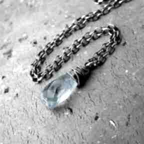 Kropla naszyjnik srebro kwarc swiss blue delikatny kamieniem