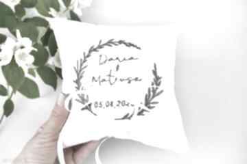 Poduszka na obrączki, personalizowana ślubna, haftowana dekoracja ślub tulito, dodatki