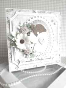 w scrapbooking z lesnej chatki chrzest święty, dziecko, życzenia, kartka, dziewczynka