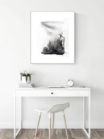 Grafika 40x50 cm wykonana ręcznie 3489142 art krystyna siwek obraz do salonu, czarno biała