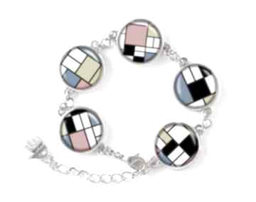 Mondrian - bransoletka eggin egg, szklana, biżuteria, artystyczna, prezent