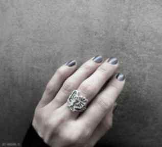 z metal silver trees orzeł - pierścionki z akwamarynem, srebro 925 pierścień