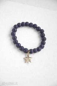 Korale. Granatowy, gwiazdka, star. Prezent. Bransoletka bracelet by sis