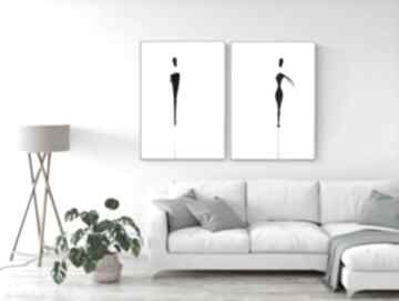 Zestaw 2 obrazów 50x70 cm namalowanych minimalizm, abstrakcja plakaty art krystyna siwek