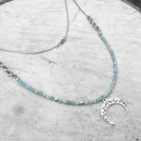 Naszyjnik z amazonitu lunulą naszyjniki jewelsbyat biżuteria ze stali, z kamieniami